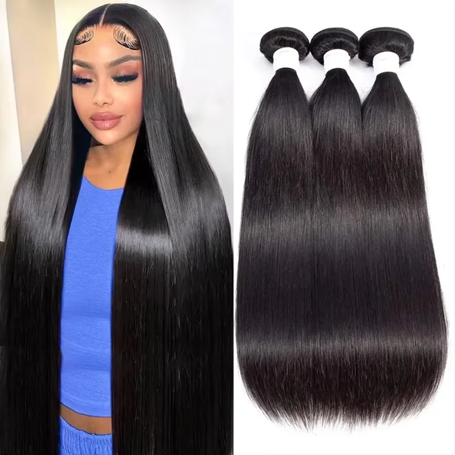3/4 Pcs Remy Human Hair Weft 10-40 Inchs Bone Straight Thick Remy Human Hair Bundles Extensions Long Hair Bundle For Women