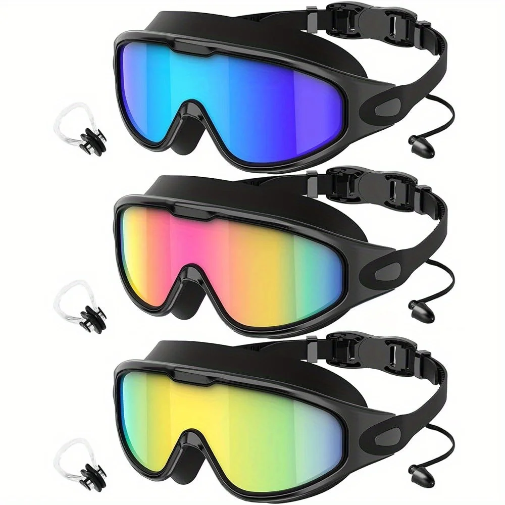

[Set of 3] Classic Lightweight Swimming Goggles – Men’s and Women’s Styles. Comfortable To Wear with No Pressure,