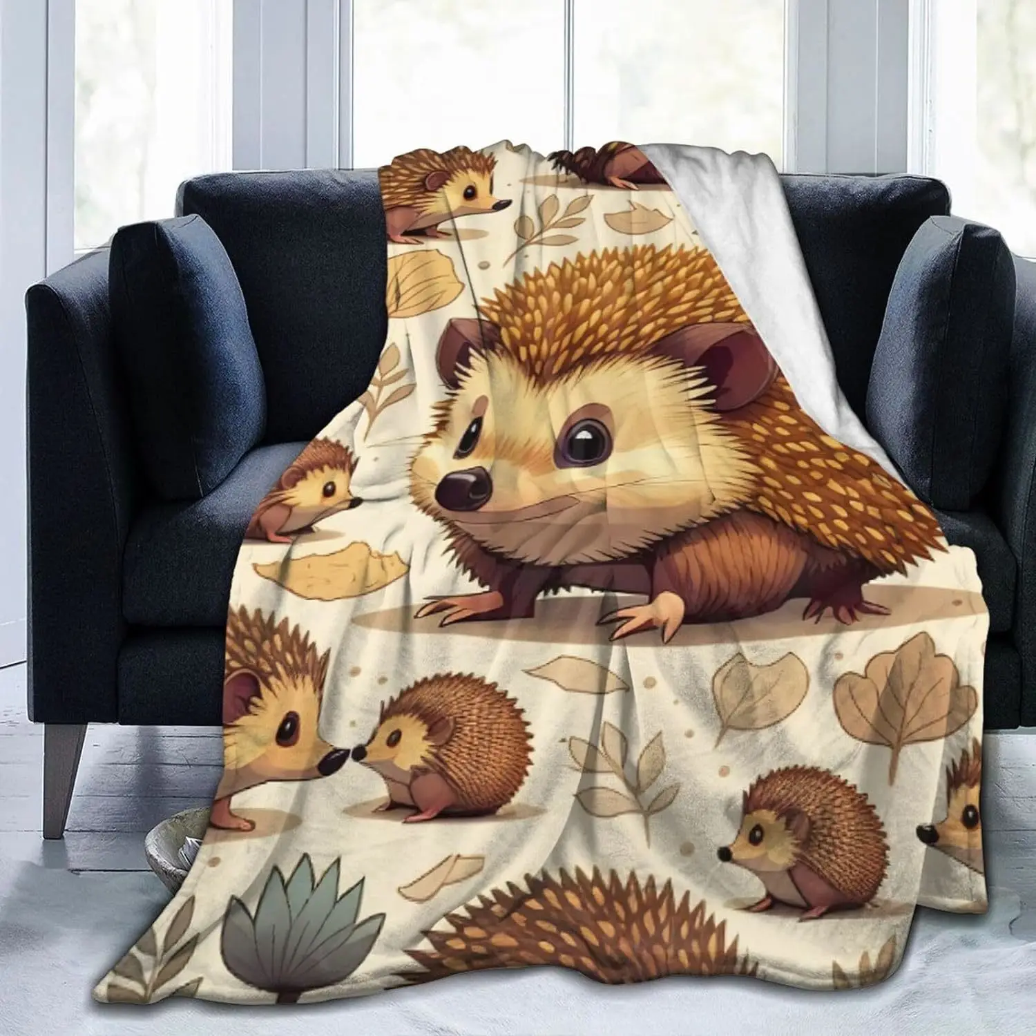 Hedgehog Blanket Cute Hedgehog Wool Blanket Super Soft, Comfortable, and Warm Hedgehog Decorative Blanket Gift for Women