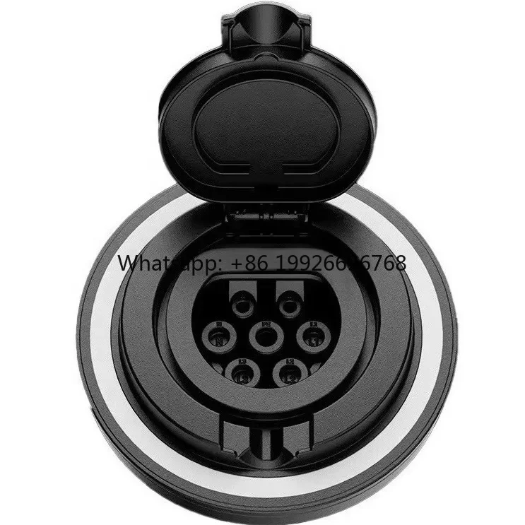 

62196-2 Type2 RGB LED Lighting Charging Socket 22KW 32A 3Phase New Condition T2S Shutter Socket