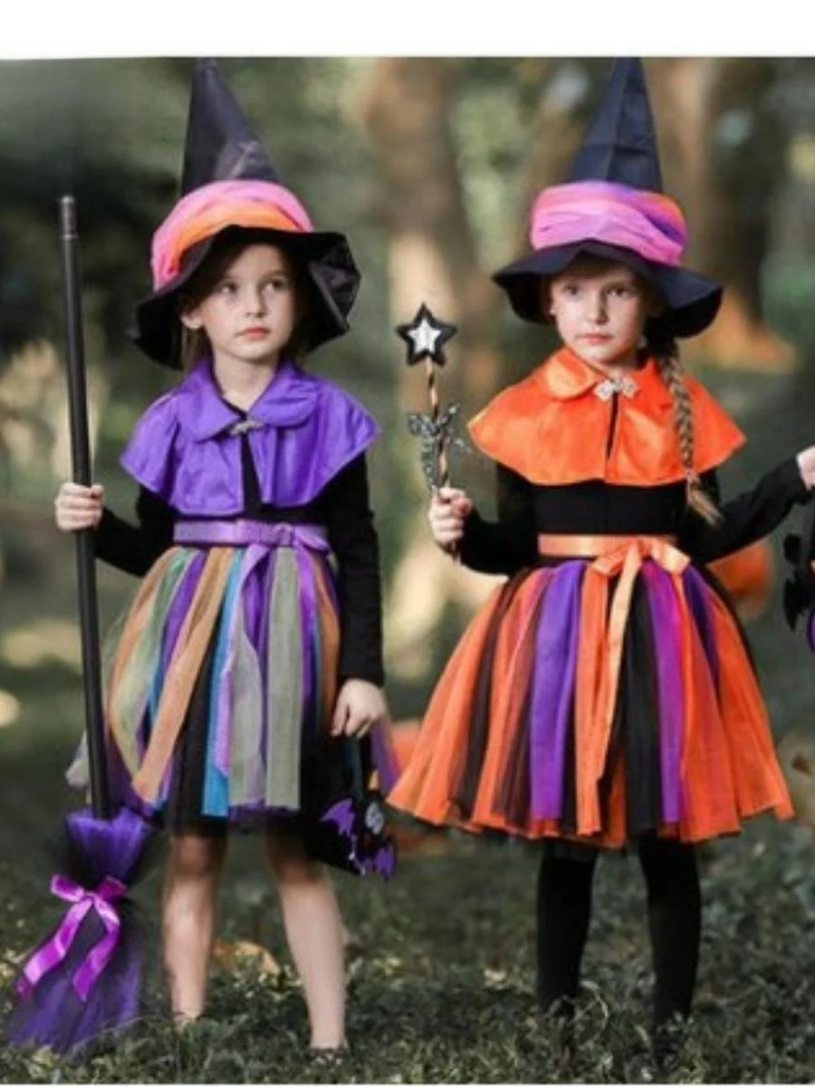 زي هالوين للأطفال، فستان ساحرة للفتيات، زي حفلات وأداء مسرحي للأميرات، ملابس تنكرية للأطفال