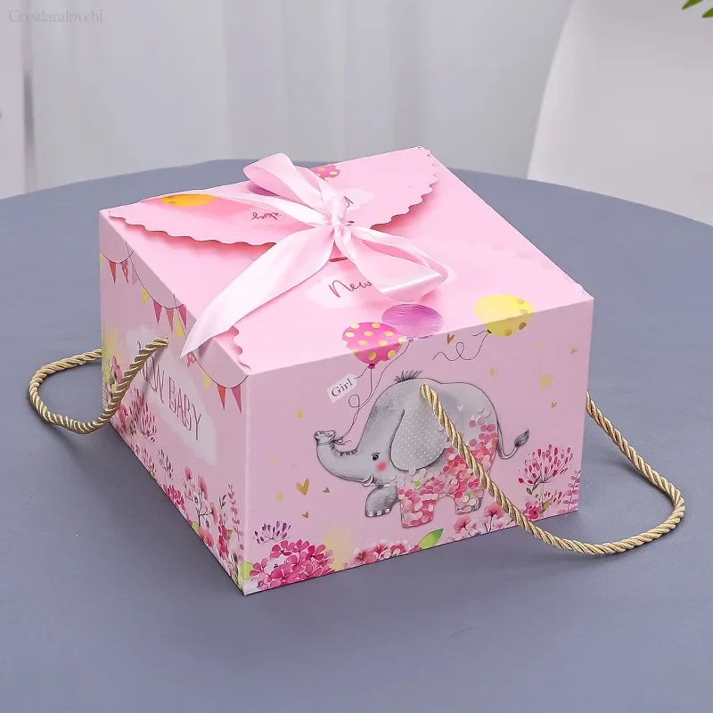 25Pcs Baby flip cover Candy Gift Box Birthday First Communion Girl Boy Baby Shower Wedding Favors Dragee Baptism Cake Box