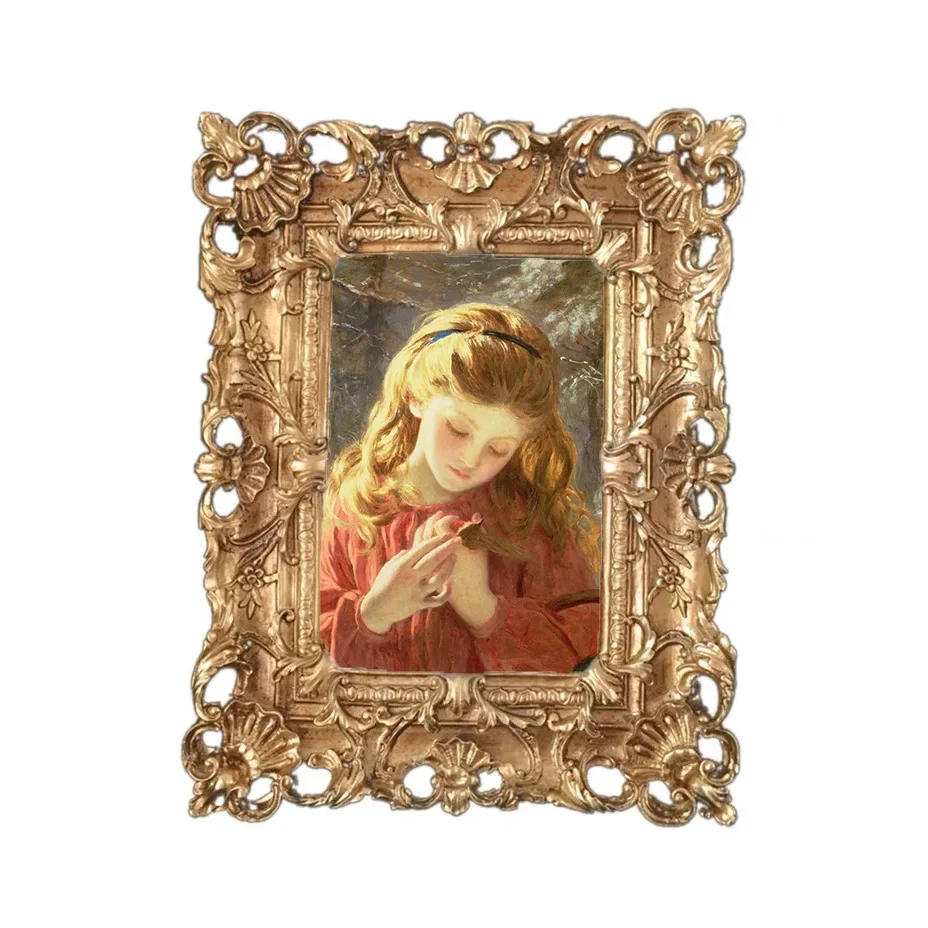 

French style vintage resin photo frame, retro rectangular carved resin photo frame, can be hung with combination photo frame, ph