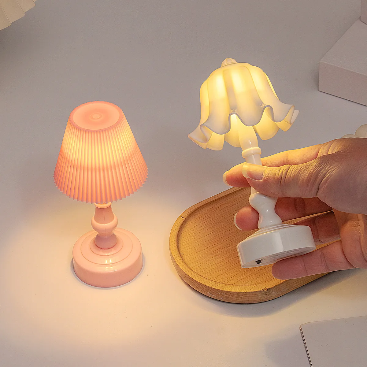 Vintage Candle Night Light Bedside Lamp Creative Desk Decor Birthday GiftDollhouse Miniature Flower Bud Table Lamp Night Light view 5