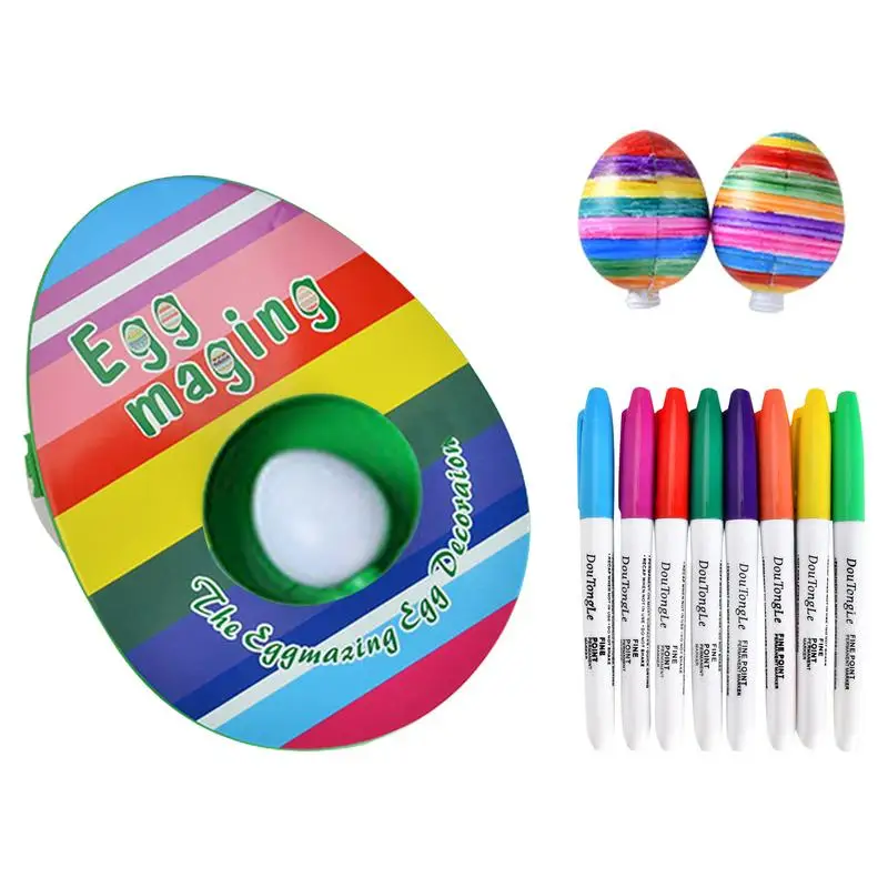 Kit de decoração de ovos de Páscoa Egg Mazing inclui 8 marcadores coloridos de secagem rápida, fáceis de fazer para meninos e meninas, presente