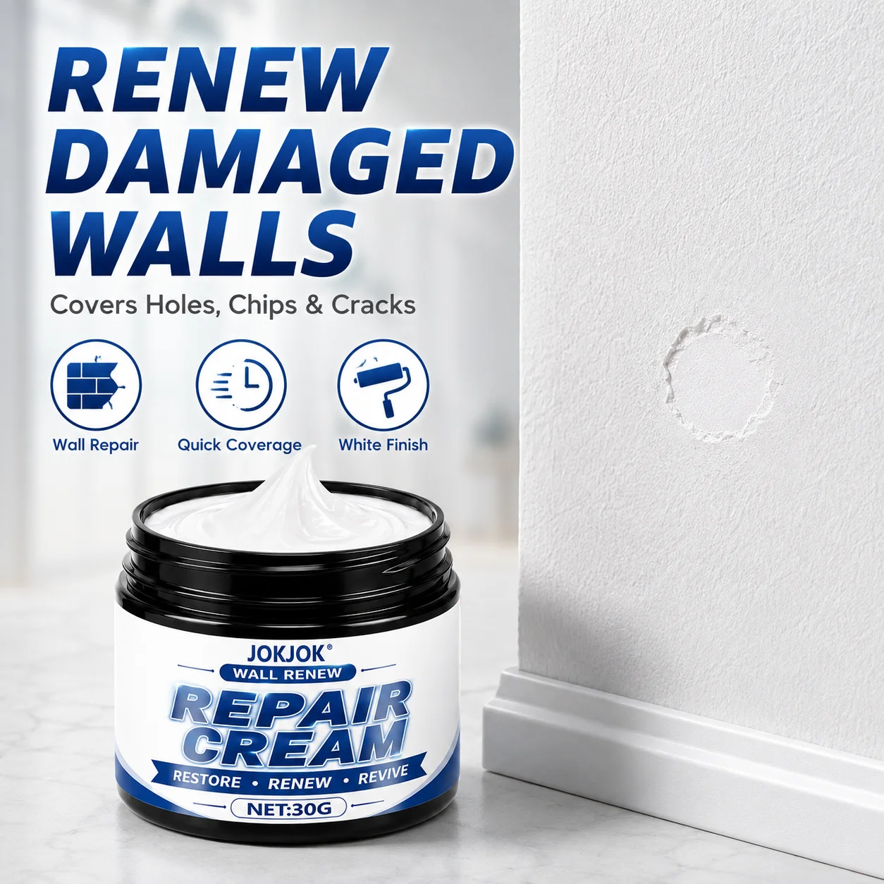 Universal White Wall Repair Putty, Quick-Drying, Long-Lasting Seal, Suitable for Indoor and Outdoor Project Repairs, Cracks