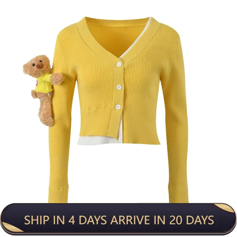 

Unique Design 2024 Fall New Arrivals 3D Teddy Bear Embroidery Knitted Cardigan For Youthful Fashion