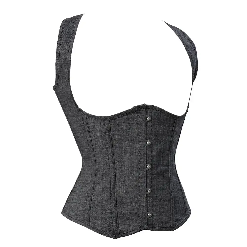 Corsets and Bustiers Corset Corselet Denim Jean Corsage Slimming Underbust Top Bustier Vest Sexy Plus Size