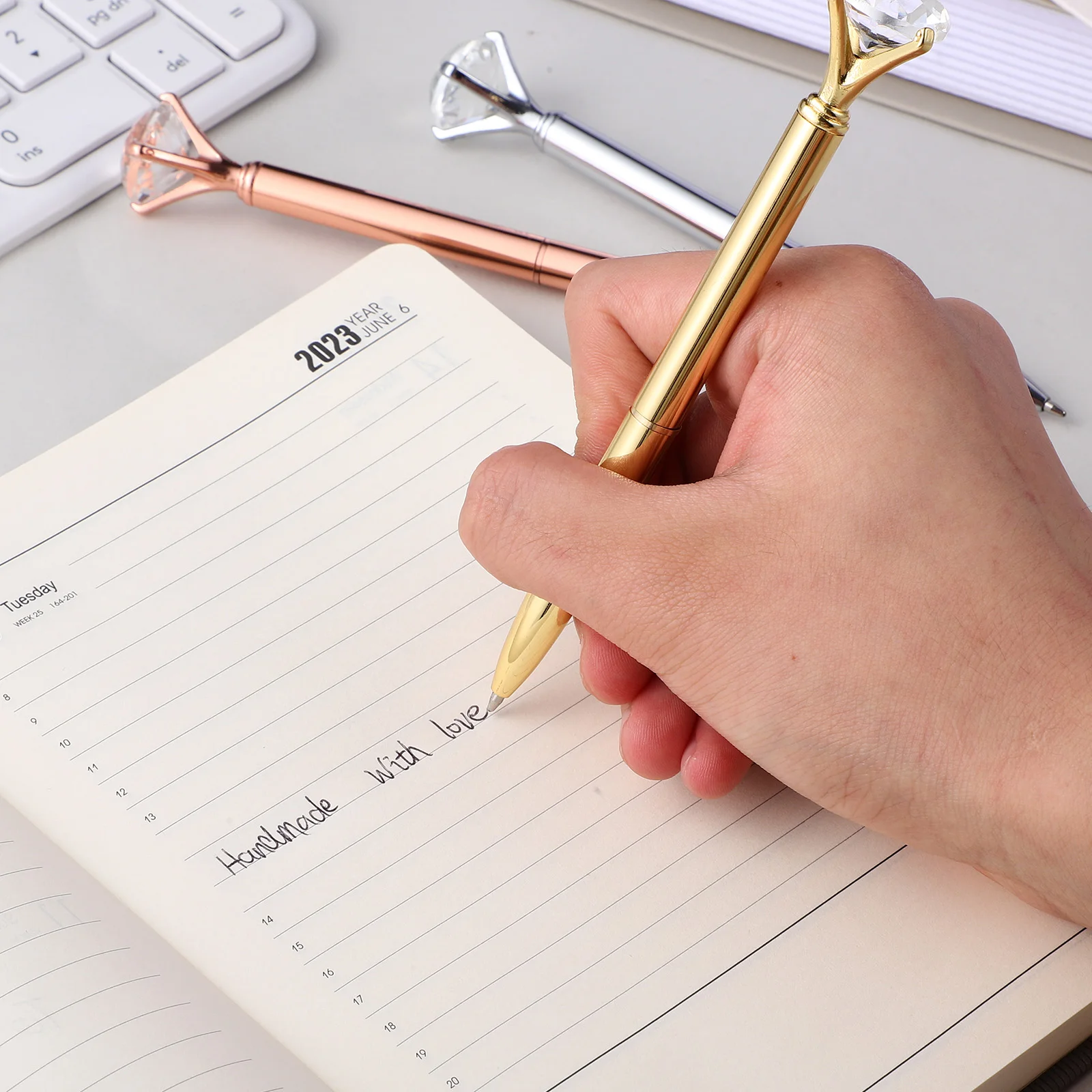 6 Pcs Marker Ballpoint Pens Diamond Shaped Writing Metal Office Desk Decor Miss