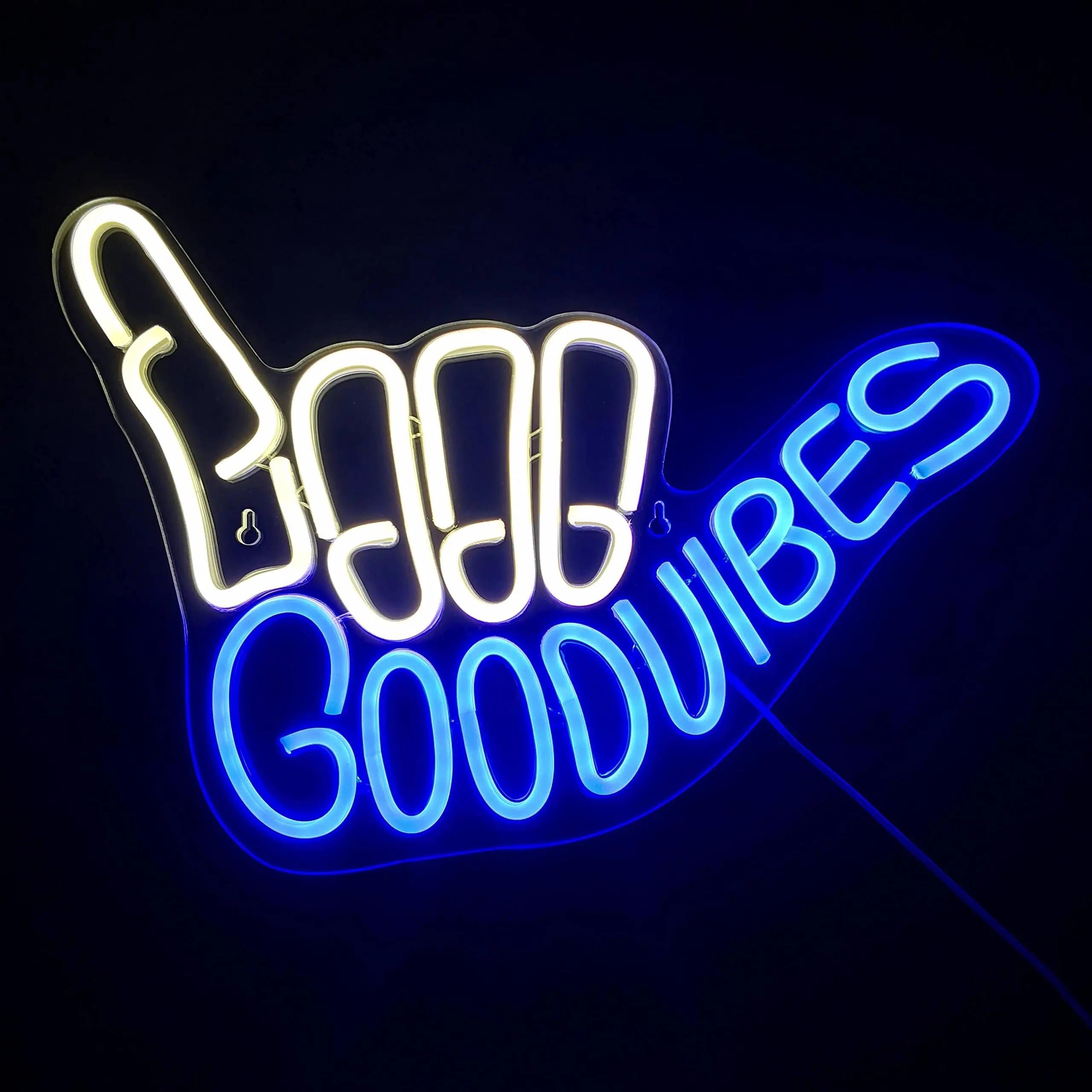 Good Vibes Neon Sign Hand Neon Signs Bedroom Game Room Light Up LED Wall Sign Cool Things for Teen Room Sign Gamer Party Gift