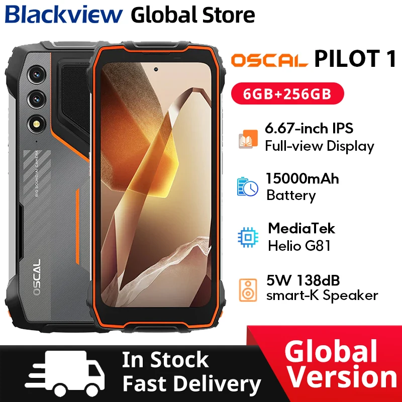 Прочный телефон Blackview Oscal PILOT 1, 6,67-дюймовый HD + 90 Гц, дисплей, 15000 мАч, 5 Вт, коробка, динамик NFC, 6 ГБ, 256 ГБ, мобильный телефон с процессором Helio G81 Прочный телефон Blackview Oscal PILOT 1, 6,67-дюймовый HD + 90 Гц, дисплей, 15000 мАч, 5 Вт, коробка, динамик NFC, 6 ГБ, 256 ГБ, мобильный телефон с процессором Helio G81