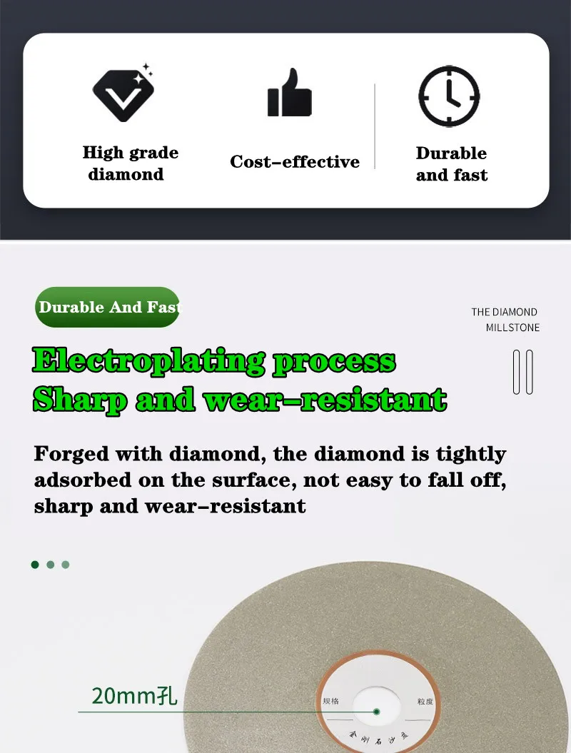 1 Stücke 6 "150mm Diamantbeschichtete Flache Runde Scheibe Schmuck Polnischen Schleifscheibe Schleifscheibe Schleifblatt Sand Tablett – Detail 2