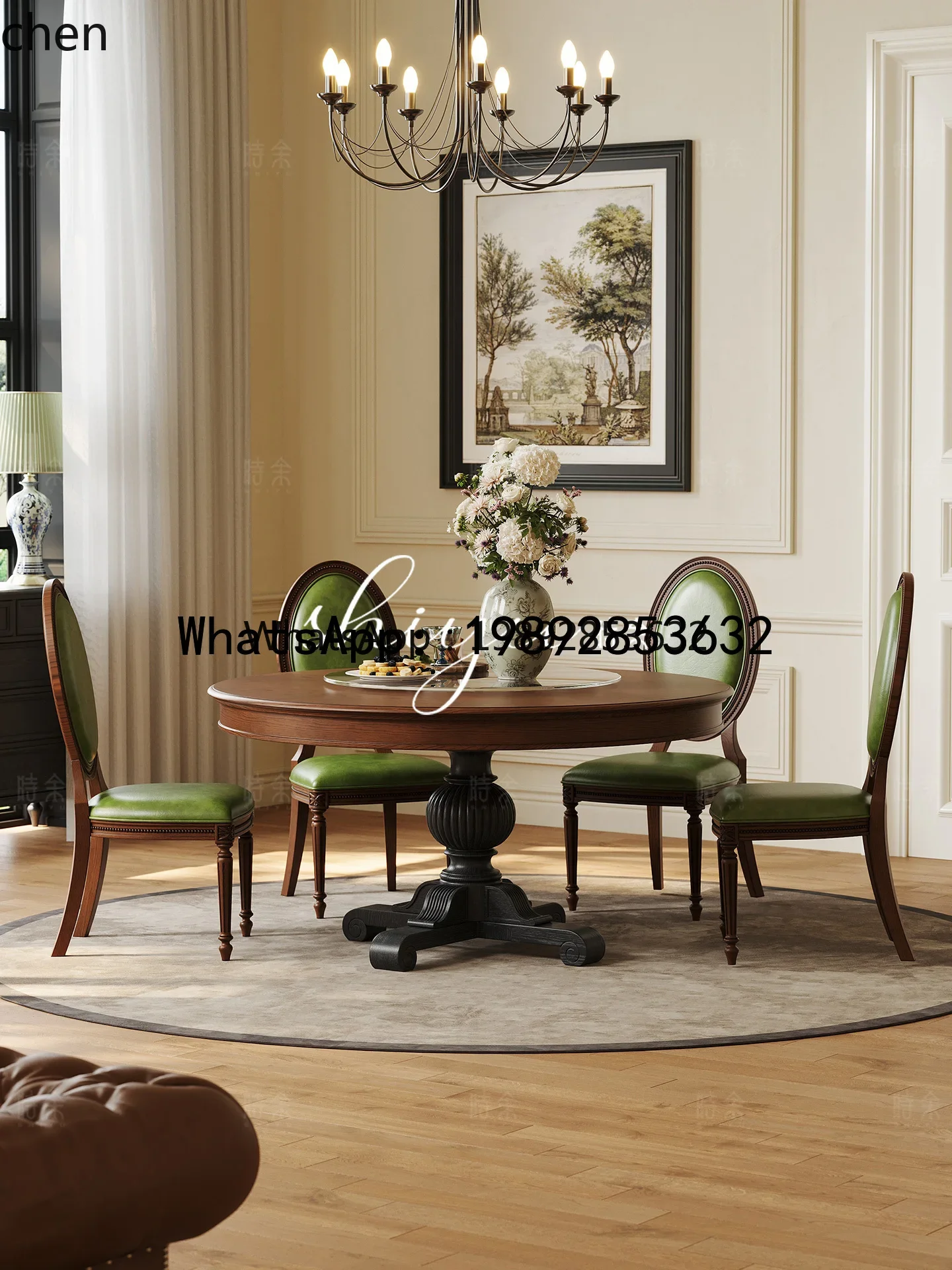 

Z1 Vintage Solid Wood Dining Table Restaurant Retro Dining Table and Chair Set home decoration accessories