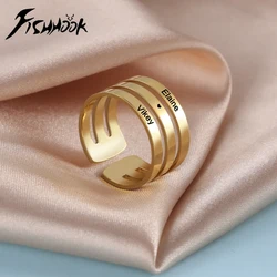 Personalized Finger Ring For Woman Men Family Engrave Name Custom Couple Lover Gift Metal Stainless Steel Gold Color Jewelry