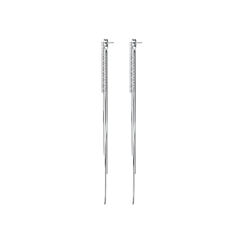 Korean Style 925 Silver Fringed Pendant Earrings Fashionable Simple Gift for Girls Elegant Earrings for Women Accessory