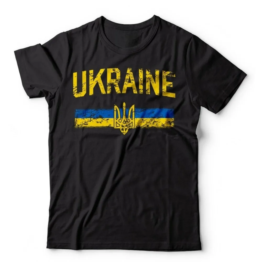 Ukrainian Flag Tryzub T-Shirt Men's Cotton Short Sleeve Summer Patriotic Tee Independence Day Gift August 24 National Symbol Top