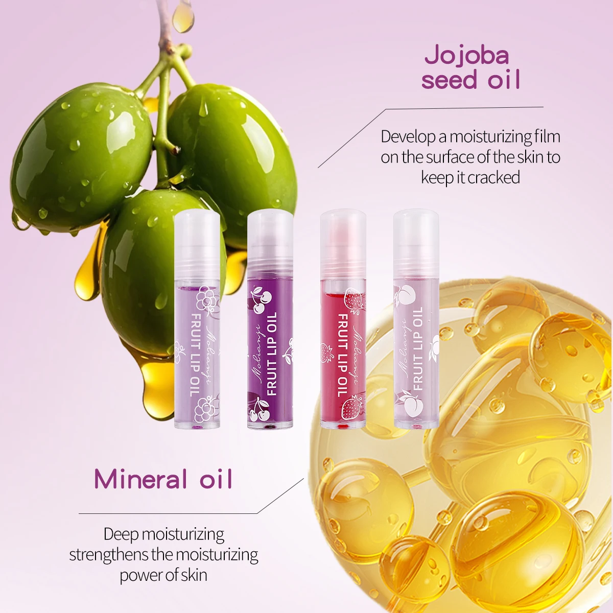 بلسم شفاه مرطب بزيت الشفاه للطلاب، كرة دوارة مرطبة، يتلاشى خطوط الشفاه، شفاف عديم اللون، للشفاه الجافة والمتشققة، رائحة الفاكهة