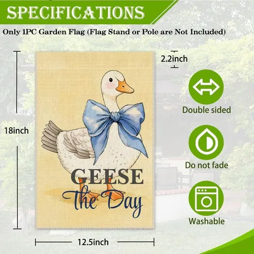 Geese The Day Garden Flag, 12 x 18 Inch Double Sided Funny Goose Yard Garden ... YYZ