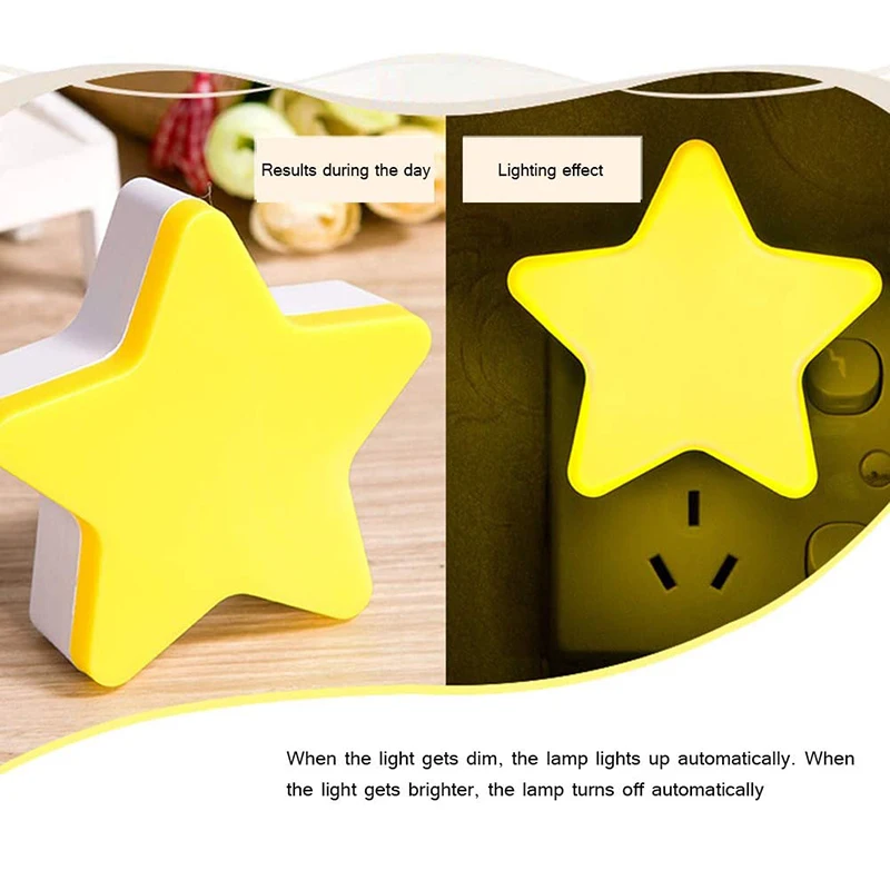 LED Night Light Mini Stars Wall Plug-in Auto Sensor Bedside Lamp For Bedroom Kid Room Hallway Corridor Stairs EU/US Plug