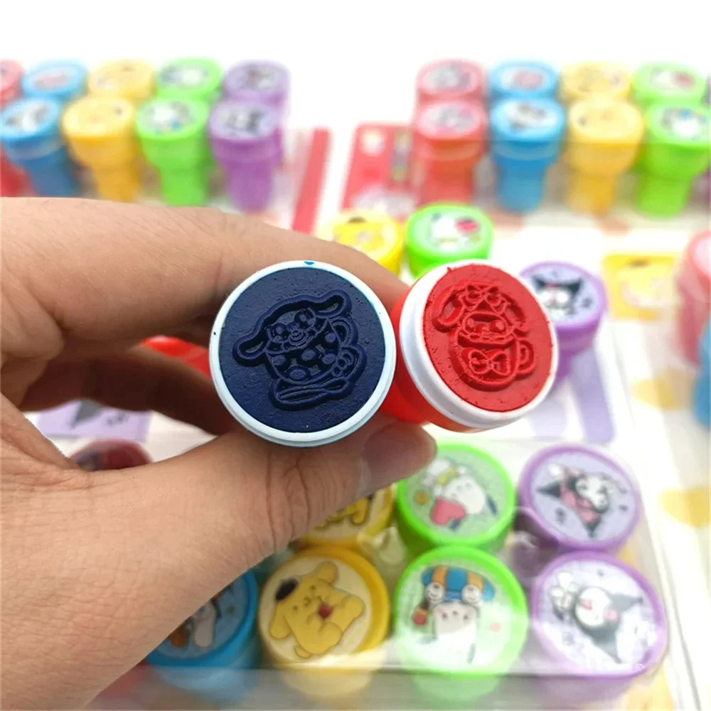 헬로키티 애니메이션 피규어 만화 시리즈 라운드 퀵 드라이잉 잉크 패드 창의적인 장난감 작은 도장 패턴 선물 장난감 어린이용