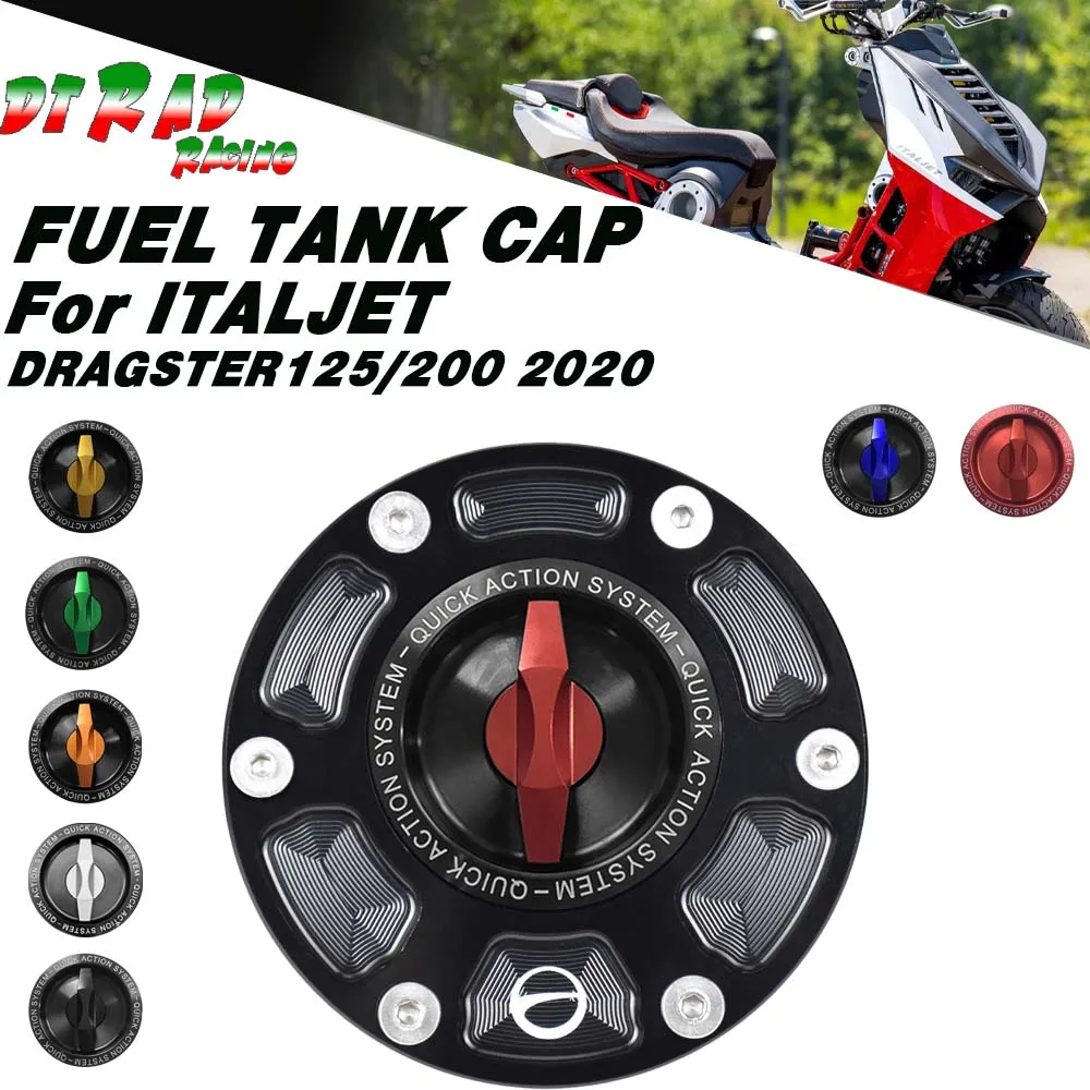 Motorcycle Keyless Quick Release Fuel Tank Cap For ITALJET DRAGSTER 125/200 2020 CNC Aluminum Anodized Fast Gasoline Plug Cover