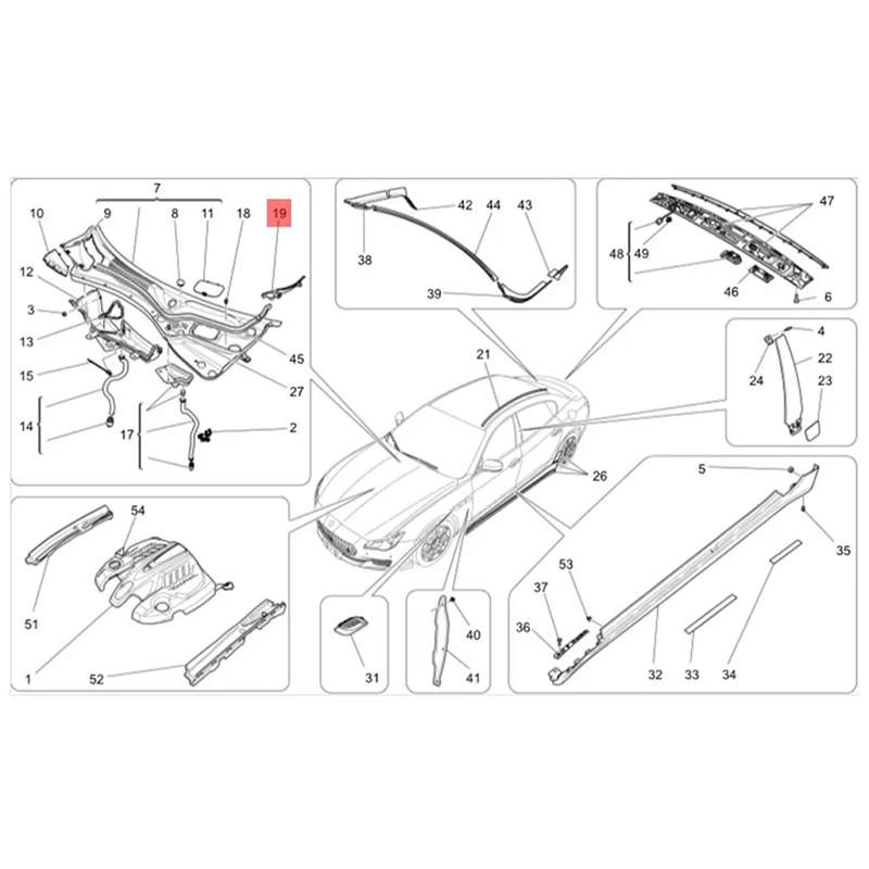 

NEW-For Maserati Quattroporte Ghibli 2014- 2021 LH&RH Windshield Cowl Extension Trim Cover 670013463 670013462