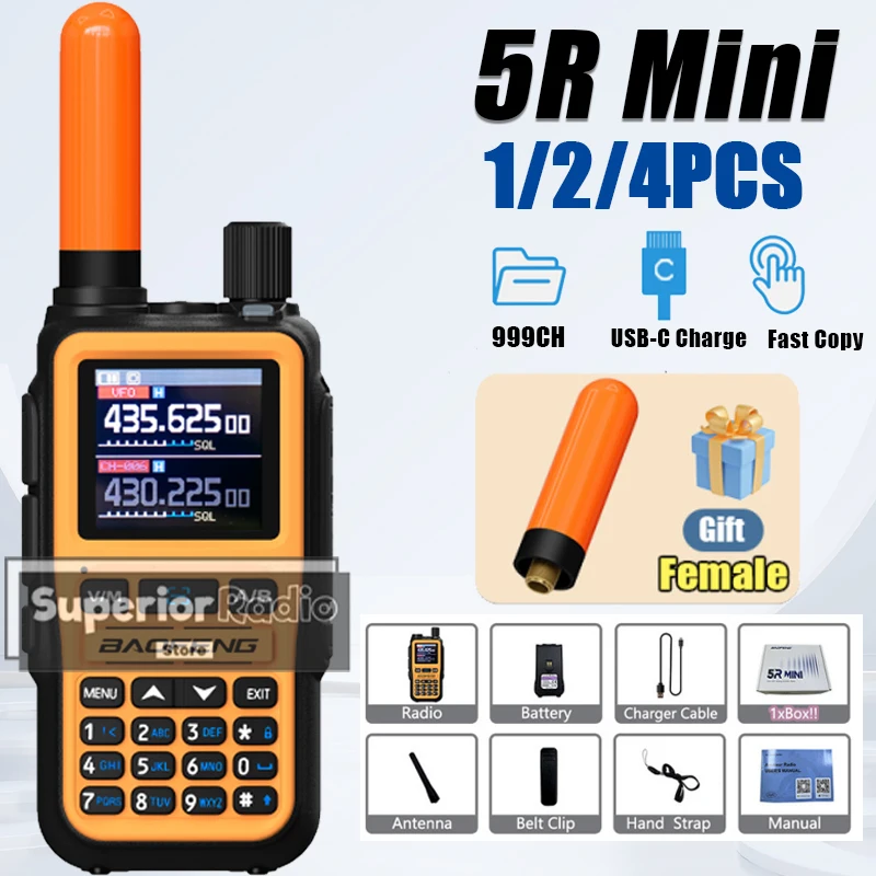 1-2-4-個-baofeng-uv-5r-ミニ-5w-トランシーバー-オレンジ-bluetooth-am-fm-コンパクト-ミニラジオ-無料の高利得アンテナ付き-ポケットサイズ