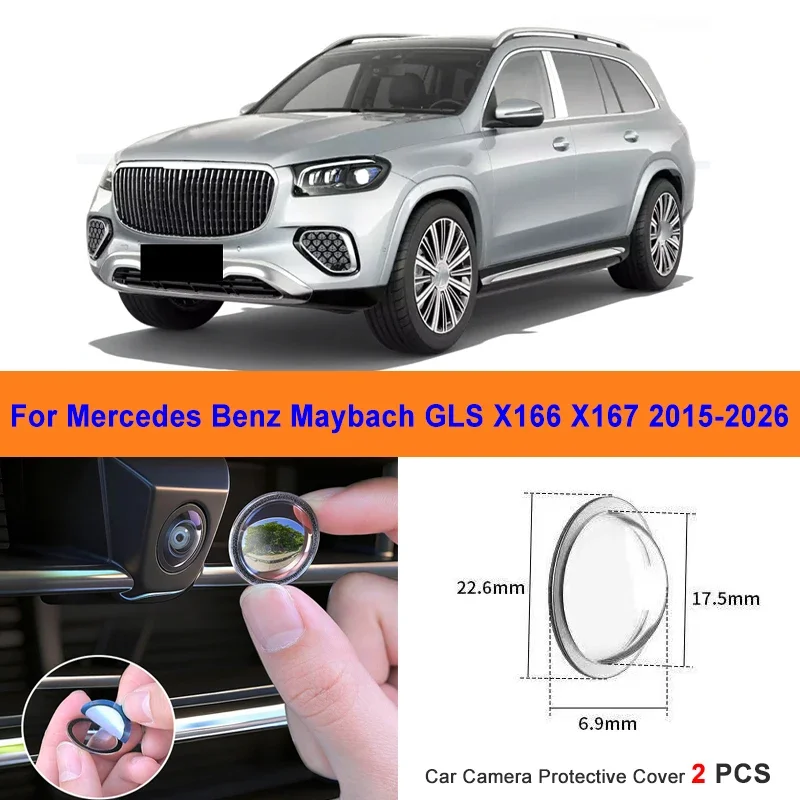 

360 Reverse Image Car Camera Cover Anti-Scratch PC Lens Protector Stickers For Mercedes Benz Maybach GLS X166 2015-2026 2Pcs