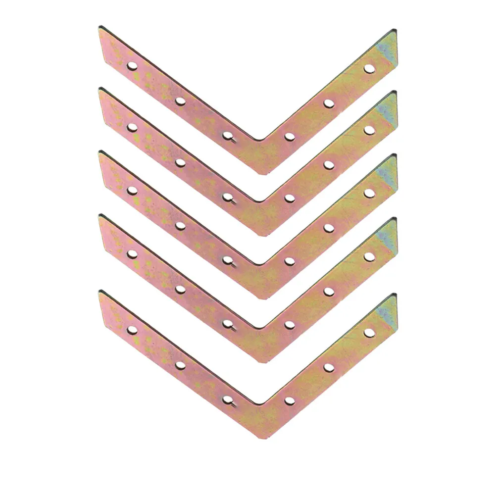 

5Pcs L Shaped Galvanized Iron Corner Brackets Fixing Connectors for Furniture Reinforcement Stable Support DIY Home Projects