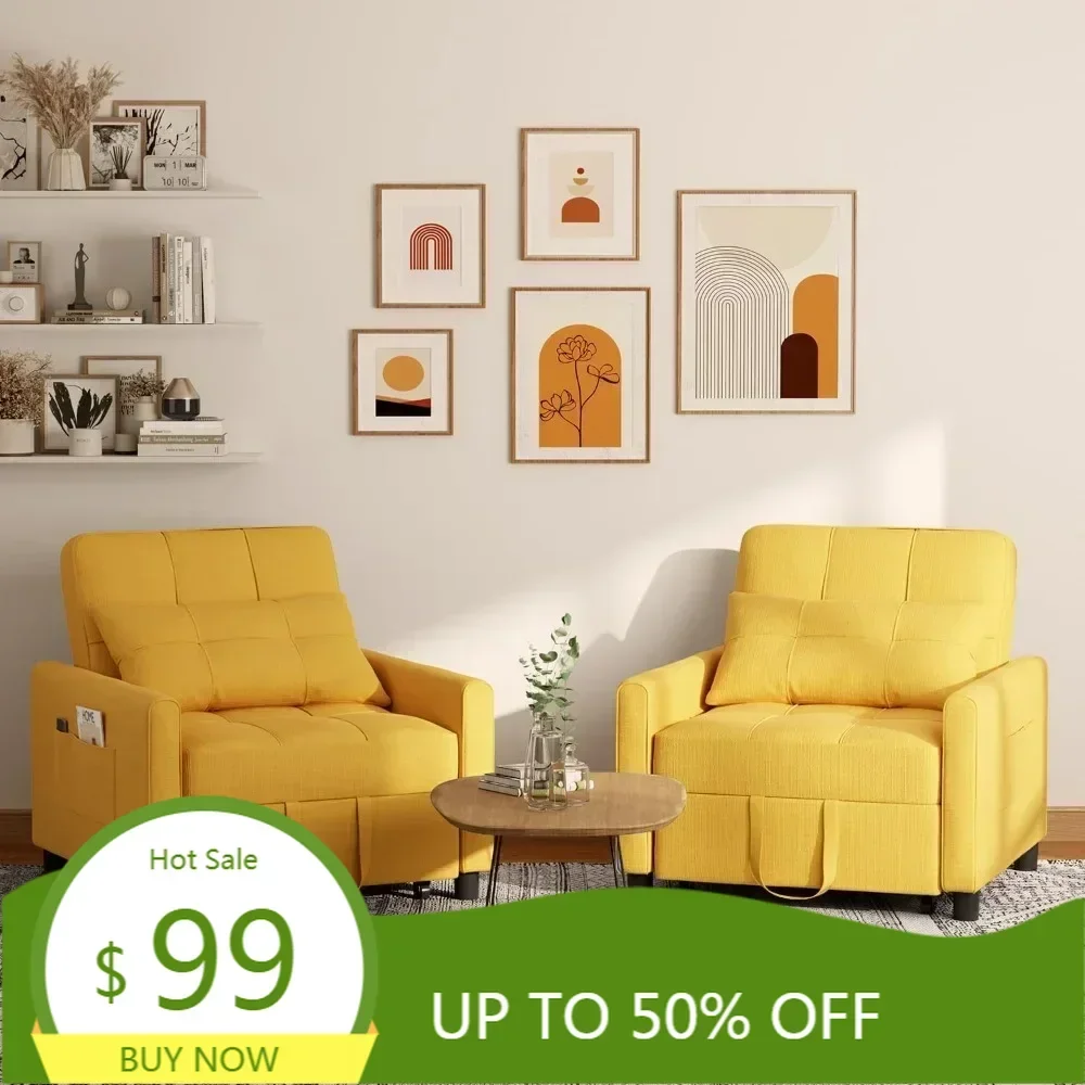 

трансформируемый спальный диван-кровать, регулируемый 3-в-1 с подушкой и карманом - многофункциональный в современной льняной ткани для квартиры