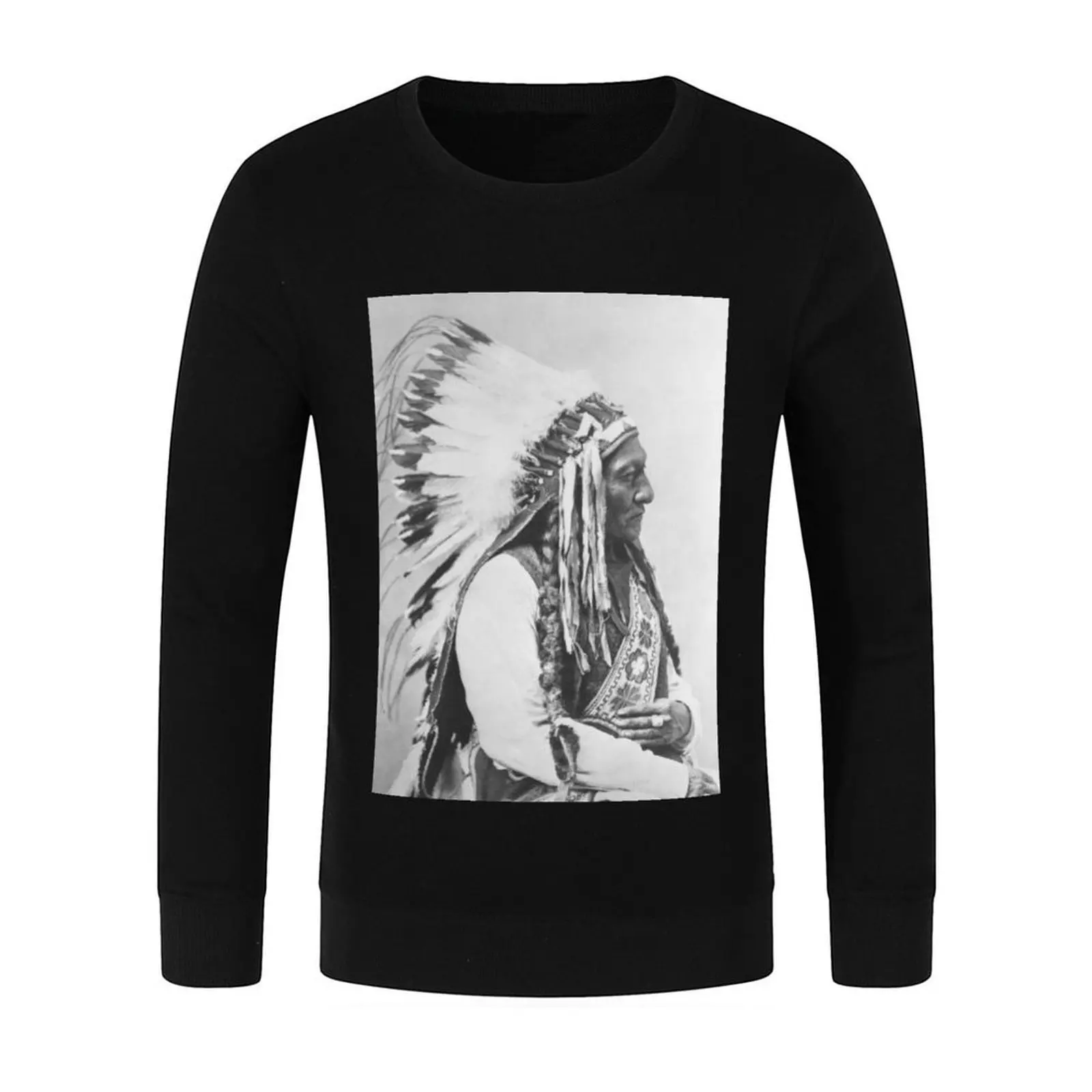 بلوفر Chief Sitting Bull بدلة رياضية للرجال، ملابس رجالية، ملابس كورية، بلوزات جرافيك
