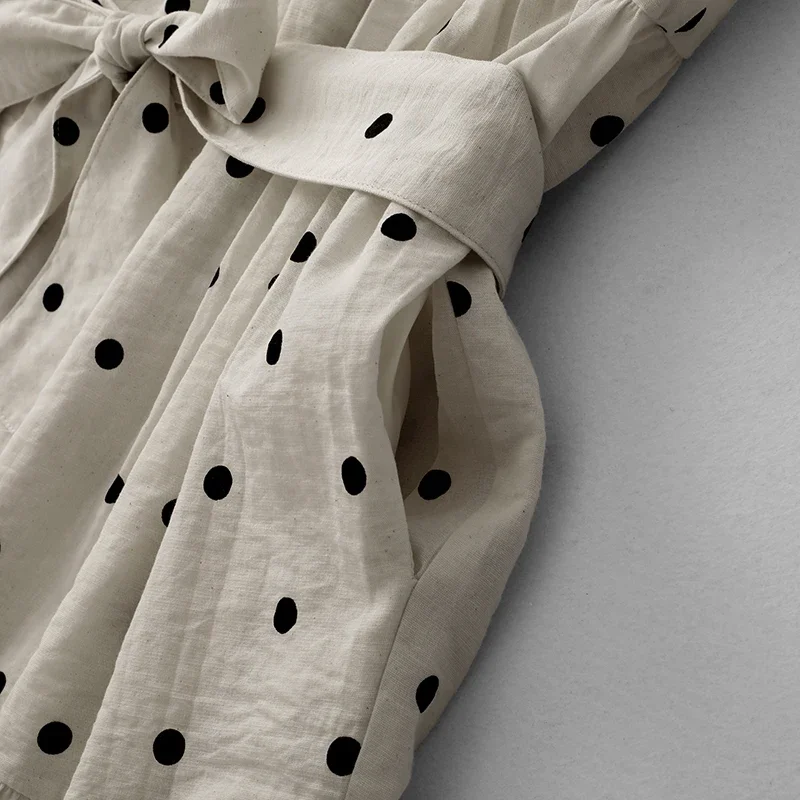 2025 新しい夏のヴィンテージ水玉ドレス女性の韓国のファッションルーズカジュアルロングビッグスイングノースリーブ女性のベストドレス
