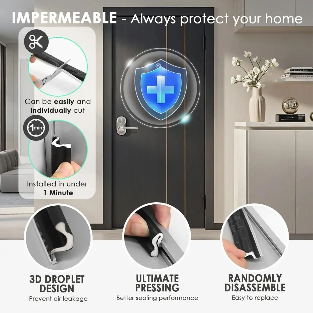 Sound Proof Weather Stripping Self-Adhesive Draft Stopper Door Seal Insect Prevention Poam Sound Proof Strips Window