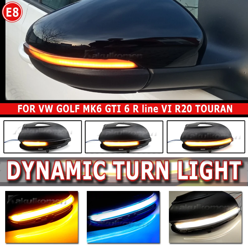 Turn signal LED dynamic side mirror flashing indicator light sequentially For VW Volkswagen Golf 6 MK6 GTI R20 2008-2014