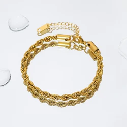 WILD & FREE High Quality 18K Gold Plated Stainless Steel Bracelet for Women Twisted Chains Trendy Vintage Waterproof Jewelry
