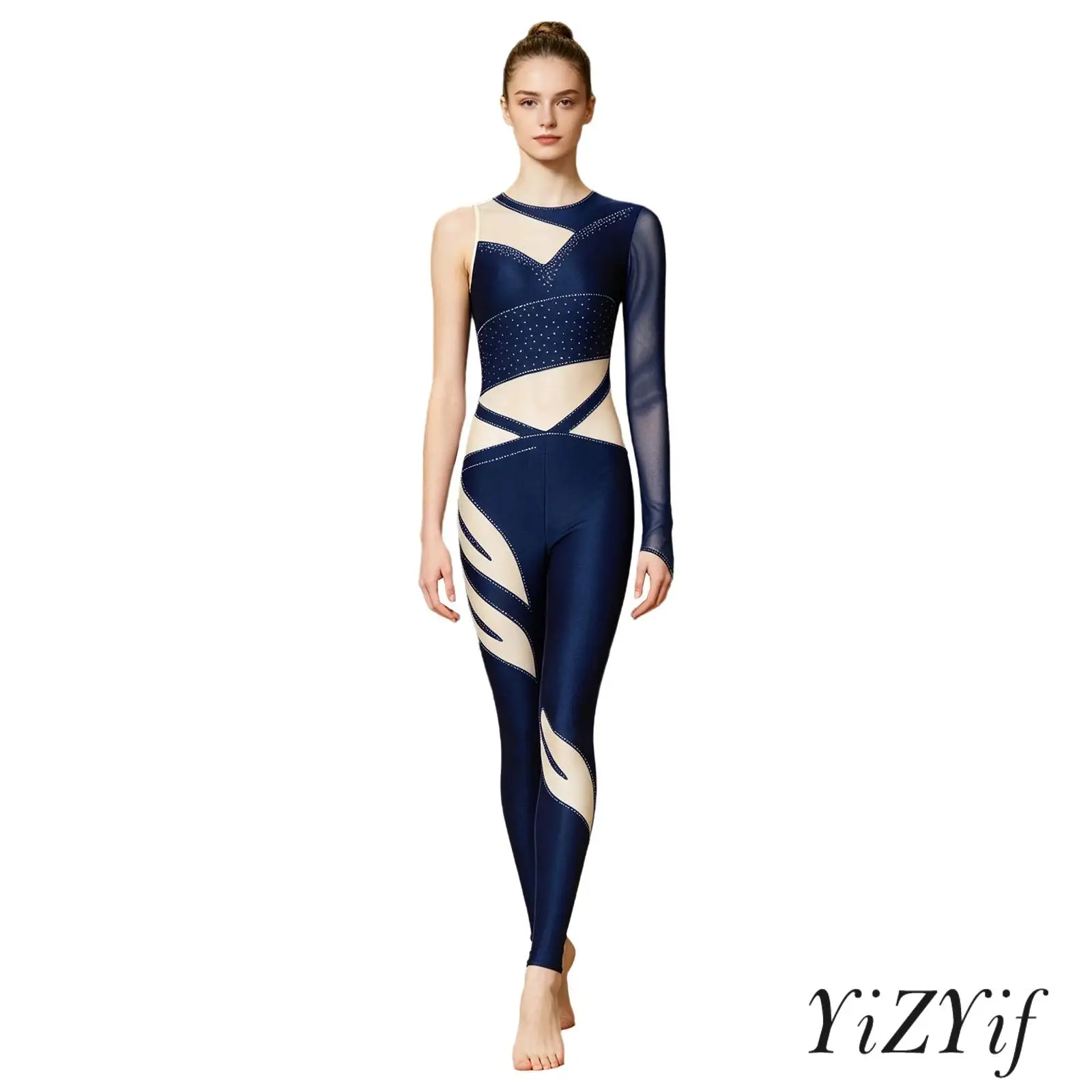 

Womens Stage Ballroom Dance Gymnastics Artistic Jumpsuit Elegant Female Ballet Jazz Dance Bodysuit Rompers for Pro Dance Show