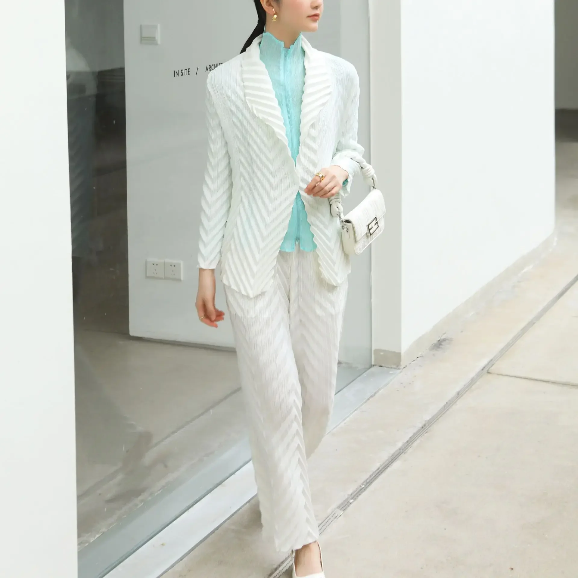 Pleats Original Pleated Soft Temperament Commuting Suit Models Fashion Casual Upscale Suit 2024 Early Spring Models High-end