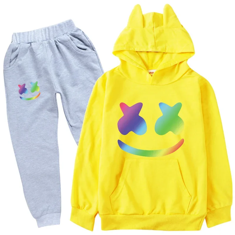 2-16y Frühling Herbst Kinder Kleidung Sets DJ Marsh mello Kinder Kleidung Baby Jungen Hoodies Hosen 2 Stück Set Trainings anzug Anime Outwear