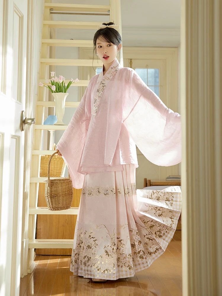 

Оригинальный комплект Hanfu для вечера в июле, женский традиционный китайский костюм, имитация юбки с хвостом, повседневная одежда