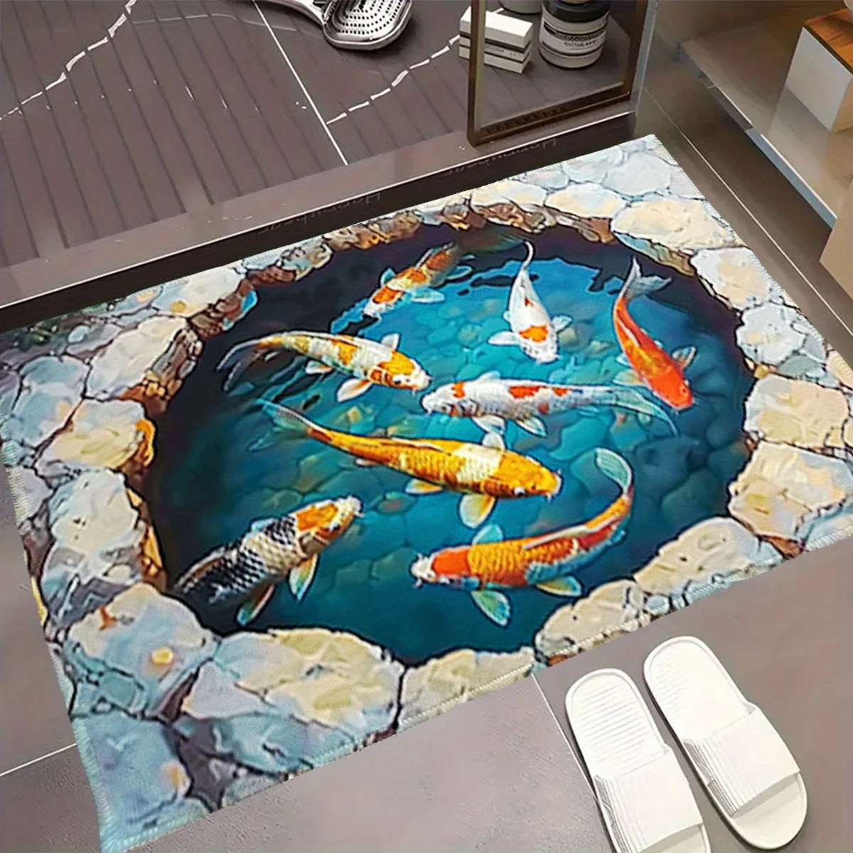 Colorful Tropical Fish Pattern Welcome Doormat Outdoor Entrance Mat for Porch Nautical Aquatic House Decor