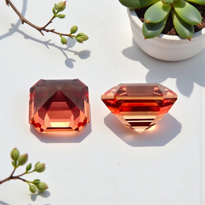 

Сапфир, выращенный в лаборатории, огранки Ашер, цвета закатного оранжевого, для изготовления ювелирных изделий, основные материалы, с возможностью выбора, с сертификатом