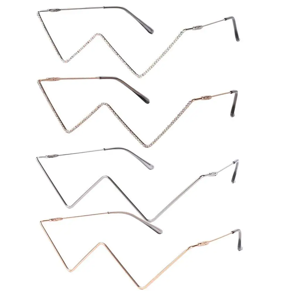 Rhinestone Metal For Women Eyewear Decoration Rhinestones Glasses Frame Fake Glasses Glasses Frame Triangle Glasses Frame