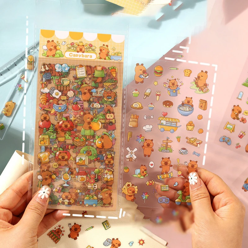 

12/24 упаковки, кавайные наклейки с капибарой, милые наклейки для скрапбукинга, сделай сам, дневник, декоративная уплотнительная наклейка, этикетка для альбома