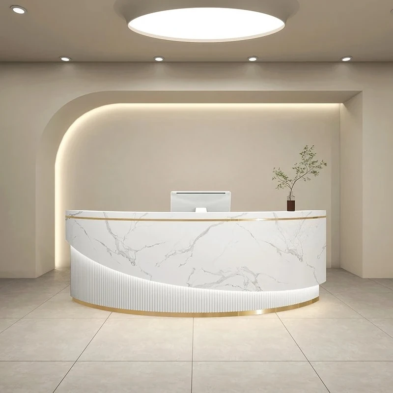 Reception Office Table Salon Reception Desk Beauty Salon Bar Women's Clothing Store Bar Arc Training Medical Guide Dental Clinic