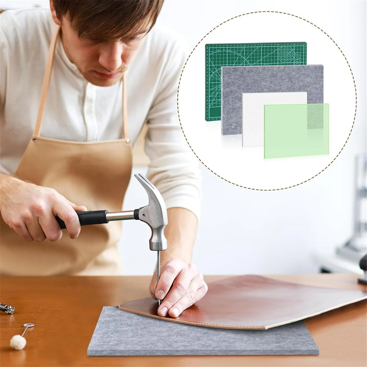 NOWOŚĆ 4 PCS Skórzana podkładka do dziurkowania Mata do dziurkowania i podkładka dźwiękochłonna oraz samolecząca się mata do cięcia A4 dla majsterkowiczów