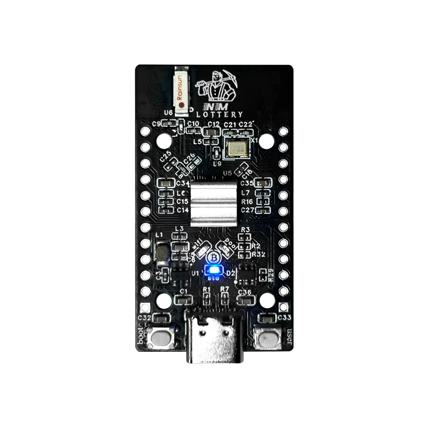 NerdMiner BotChain Bitcons Solo Lottery BTC Board Screenless ESP32-S3FN8 310kH/s Support Wi-Fi and Bluetooth Low Power