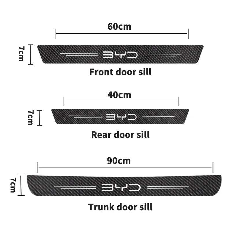 Car Carbon Fiber Door Sill Sticker For BYD DOLPHIN EA1 2023 Threshold Pedal Anti-scratch Interior Decoration Accessories