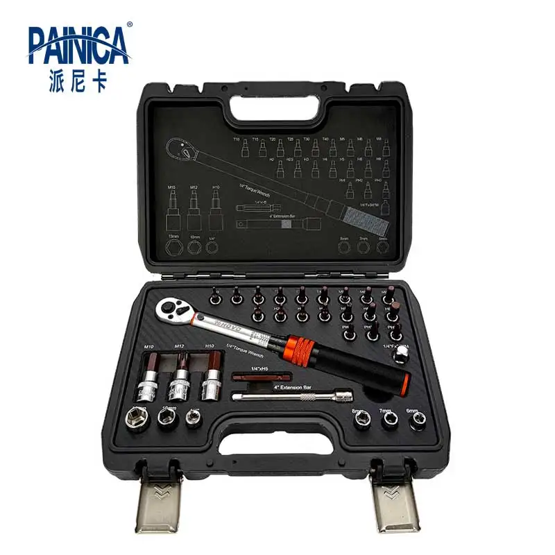 

Динамометрический ключ с приводом 1/4 дюйма (тип тряски), набор из 33 предметов — для обслуживания велосипедов и мотоциклов, диапазон крутящего момента: 5-25 Н·м