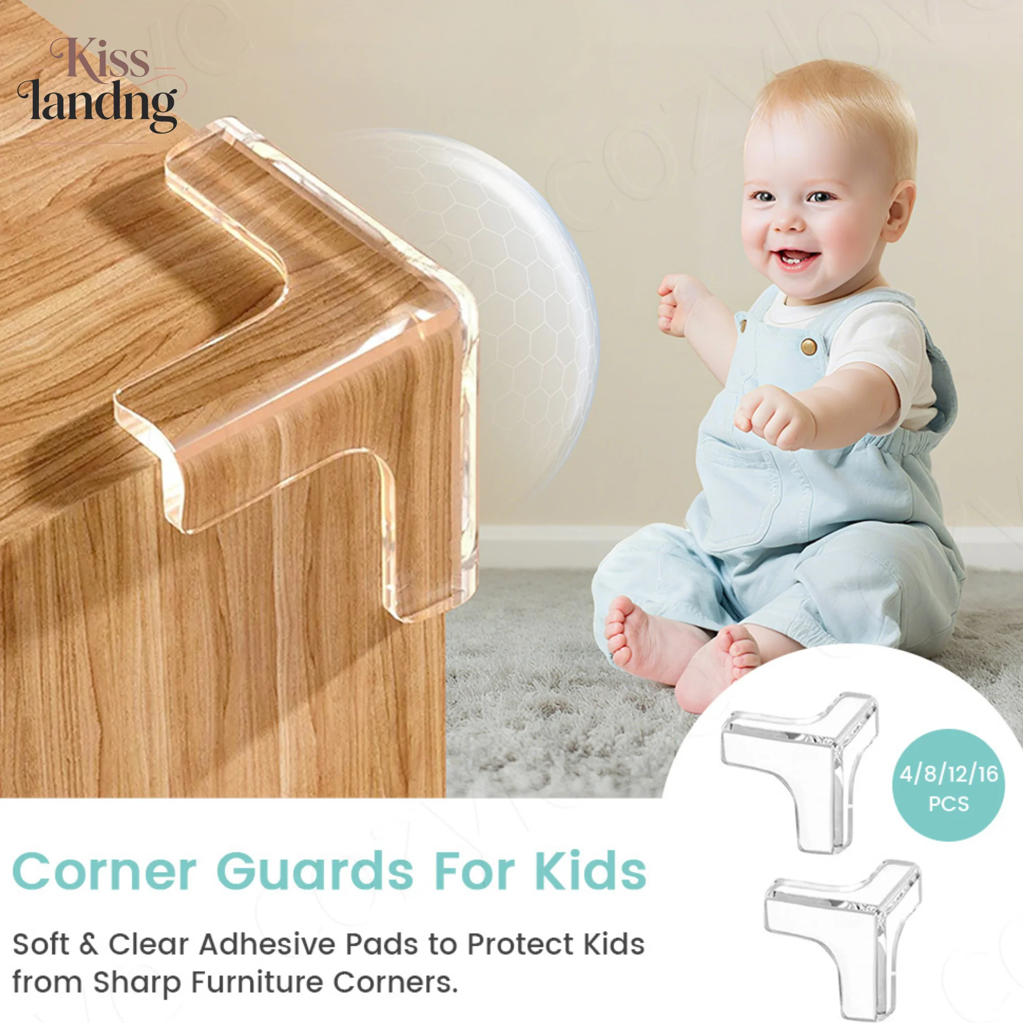 Soft & Clear Baby Proofing Corner Guards | L-Shaped Adhesive Pads to Protect Kids from Sharp Furniture Corners