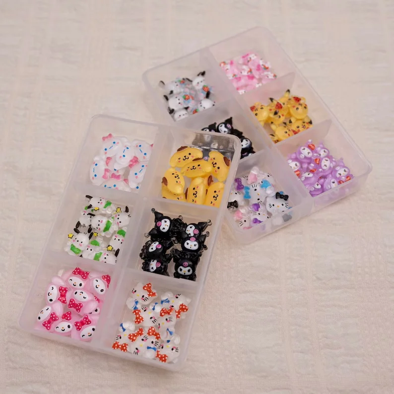 10pcs Cute Cartoon Nail Art Ornaments Cute MINISO Cat Rabbit Dog Series Resin Nail Jewelry Charms Rhinestone Gems Kit Crafts